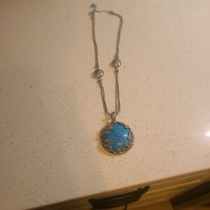 Elegant Silver Necklace with Turquoise Pendant